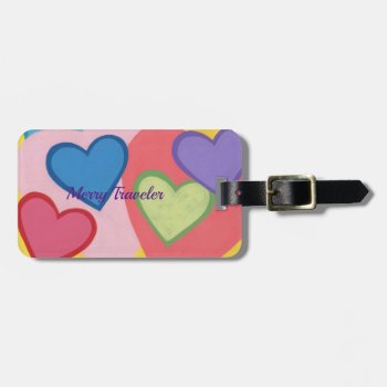 Colorful Layered Hearts Personalized Luggage Tags by Cherylsart at Zazzle