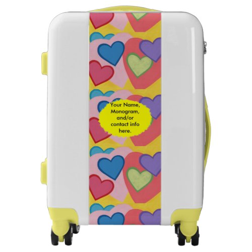 Colorful Layered Hearts Personalized Suitcases