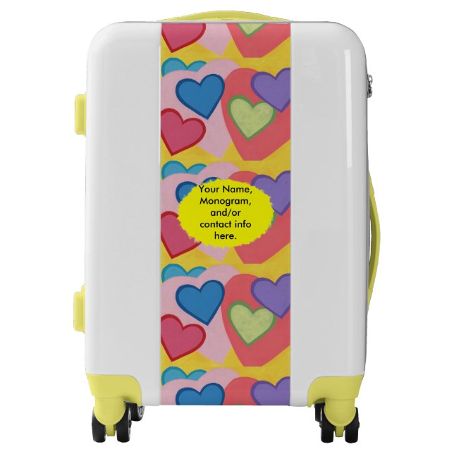 Colorful Layered Hearts Personalized Suitcases (Front)