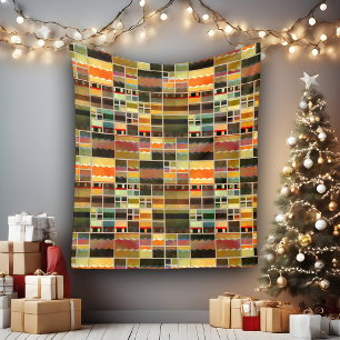 Colorful Leaded Glass Pattern Fleece Blanket