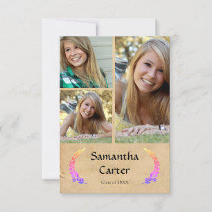 Colorful Leaf - 3x5 Graduation Announcement