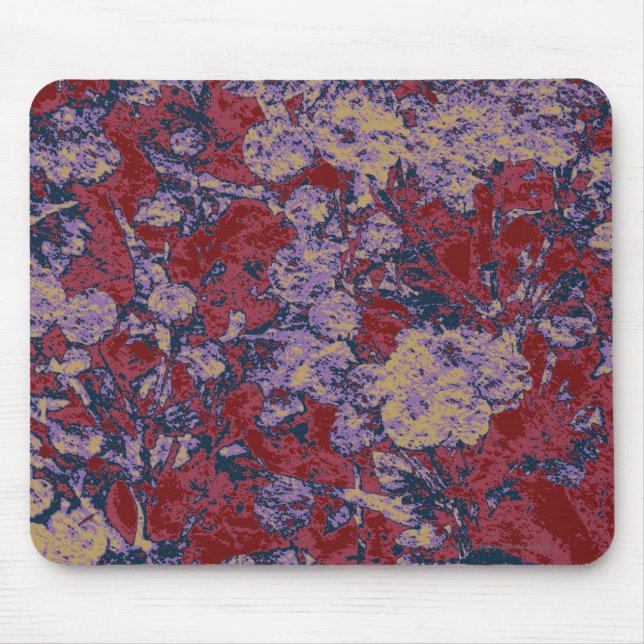 Colorful leaf and flower camouflage pattern mouse pad (Front)