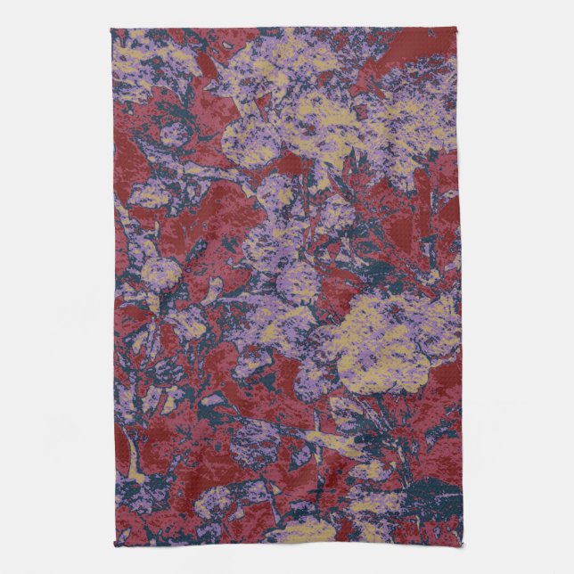 Colorful leaf and flower camouflage pattern towel (Vertical)