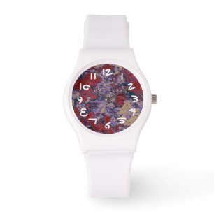 Colorful leaf and flower camouflage pattern watch