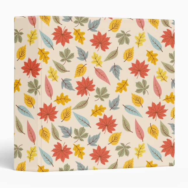 Colorful Leaf Fall Pattern 3 Ring Binder (Front/Spine)