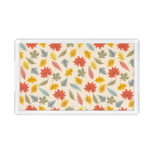 Colorful Leaf Fall Pattern Acrylic Tray