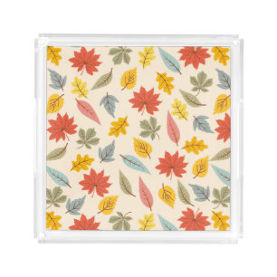 Colorful Leaf Fall Pattern Acrylic Tray