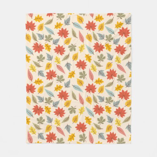 Colorful Leaf Fall Pattern Fleece Blanket