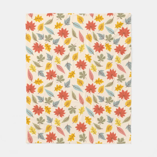 Colorful Leaf Fall Pattern Fleece Blanket (Front)
