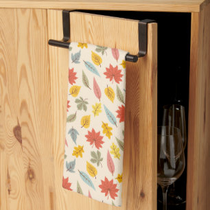 Colorful Leaf Fall Pattern Kitchen Towel