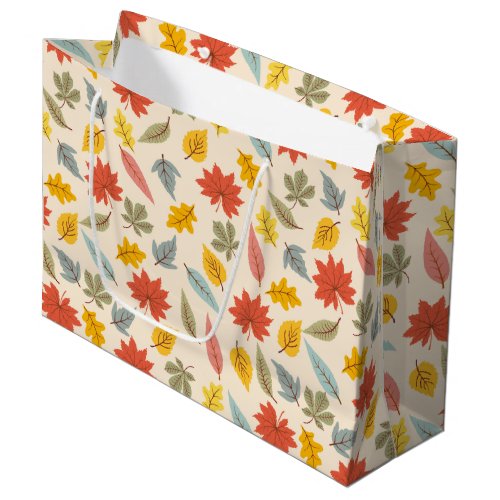 Colorful Leaf Fall Pattern Large Gift Bag