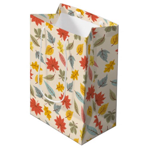 Colorful Leaf Fall Pattern Medium Gift Bag