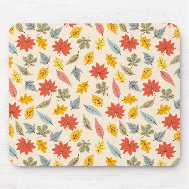 Colorful Leaf Fall Pattern Mouse Pad (Front)