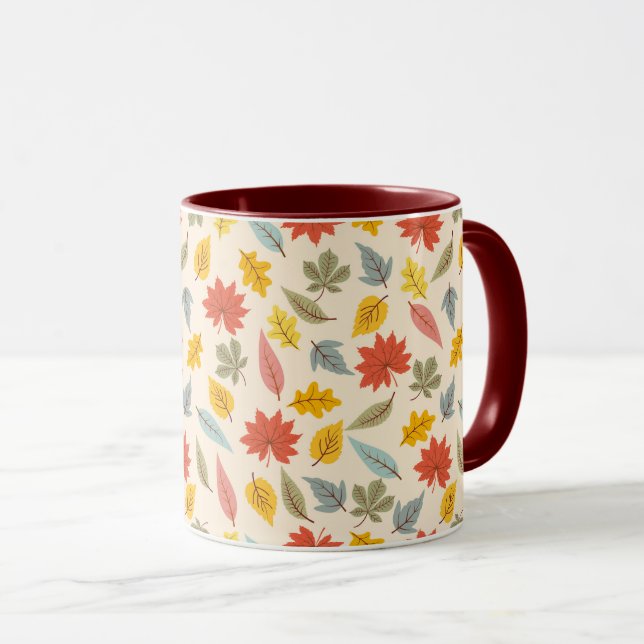 Colorful Leaf Fall Pattern Mug (Front Right)