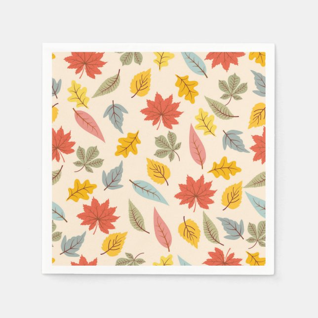 Colorful Leaf Fall Pattern Napkins (Front)