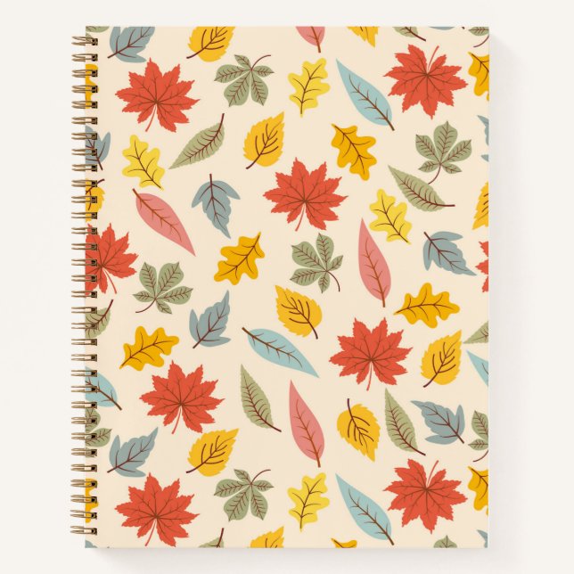 Colorful Leaf Fall Pattern Notebook (Front)