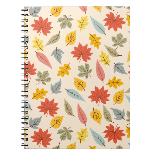 Colorful Leaf Fall Pattern Notebook (Front)