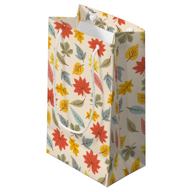 Colorful Leaf Fall Pattern Small Gift Bag (Front Angled)