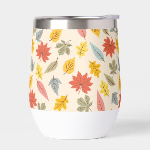 Colorful Leaf Fall Pattern Thermal Wine Tumbler