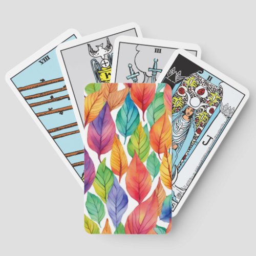Colorful Leaf Pattern Art Tarot Cards