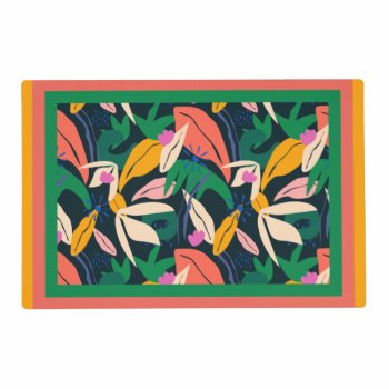 Colorful Leaf Pattern Framed Placemat by Virginia5050 at Zazzle