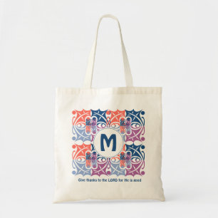 Colorful LEAF Pattern Monogram Scripture Tote Bag