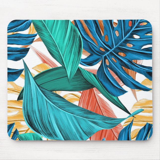 Colorful Leaf Pattern Mouse Pad (Front)