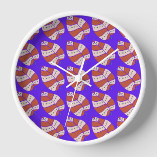 Colorful Leaf Pattern on Purple Background Clock