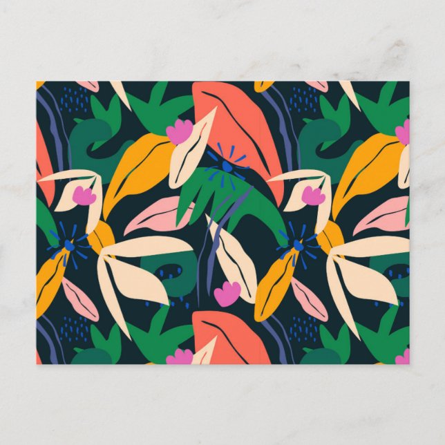 Colorful leaf pattern postcard (Front)