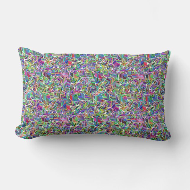 Colorful Leaf Pattern Reversible Boho Throw Pillow (Front)