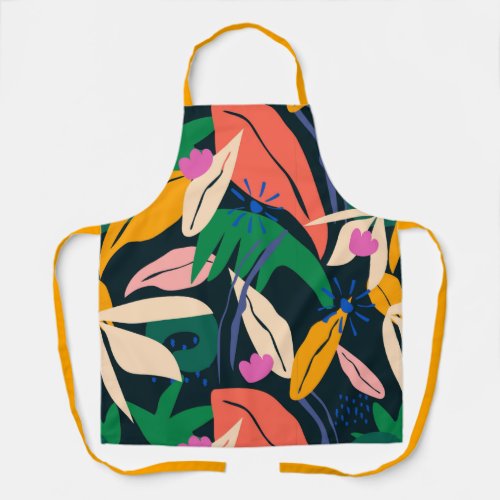 Colorful leaf pattern vibrant apron