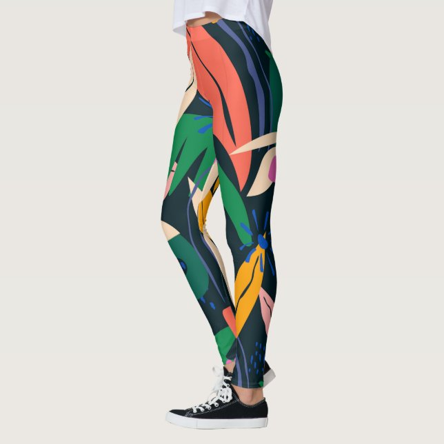 Colorful leaf pattern, vibrant leggings (Left)