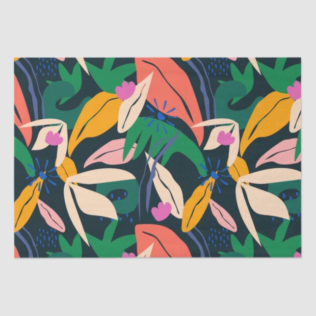 Colorful leaf pattern, vibrant tissue paper (Front)