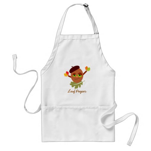 Colorful Leaf Peeper Fall Acorn Cartoon Adult Apron