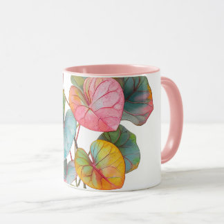 colorful leaf pink plant mug