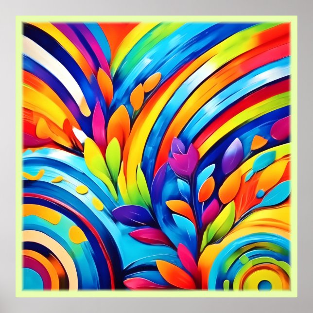 Colorful Leafe Shapes and Abstract Patterns Poster (Front)