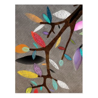 Colorful Leafs Branch Floral Postcard
