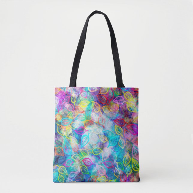 Colorful Leafs Pattern Tote Bag (Front)