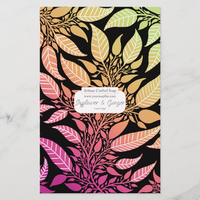Colorful Leafy Design Soap Wrap Paper Sheet (Front)