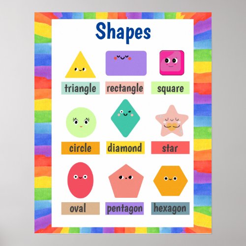 Colorful Learn about Shapes Childrens  Poster