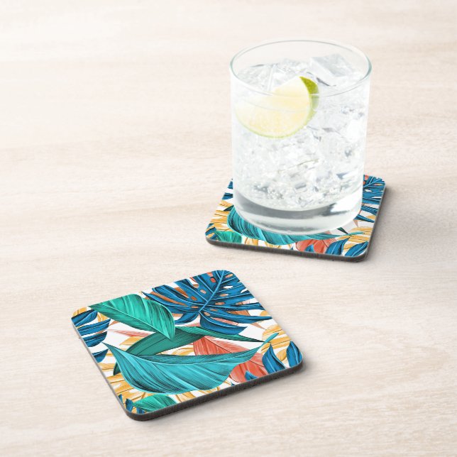 Colorful leaves beverage coaster (Right Side)