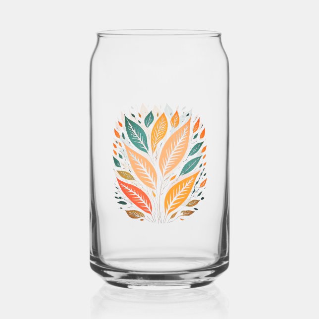 Colorful Leaves Can Glass (Front)