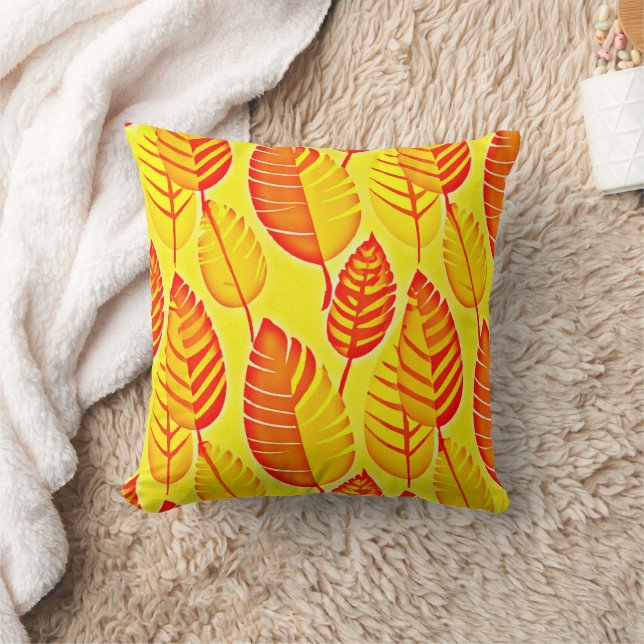 Colorful Leaves Elegance Pattern Throw Pillow (Blanket)