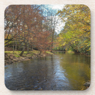 Colorful Leaves Fall Reflections on Autumn Stream Beverage Coaster