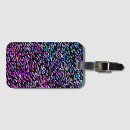 Colorful Leaves Feathers Watercolor Pattern Luggage Tag