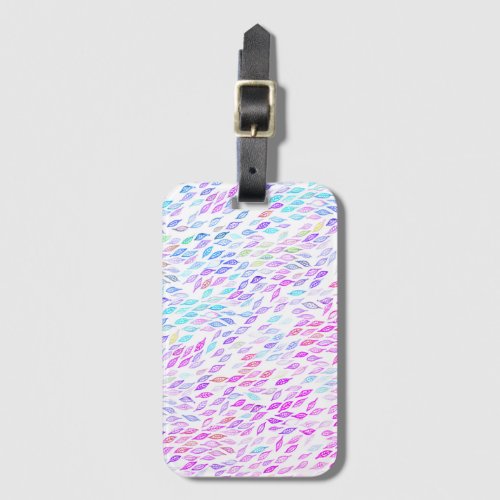 Colorful Leaves Feathers Watercolor Pattern Luggage Tag