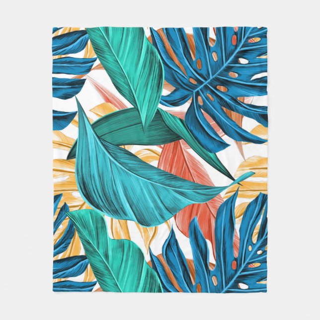 Colorful leaves fleece blanket (Front)