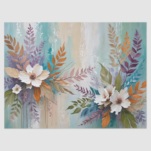 Colorful Leaves Floral-Abstract Beachy Tissue Paper (Front)