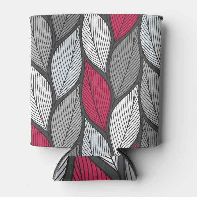 Colorful leaves: hand-drawn seamless pattern. can cooler (Front)