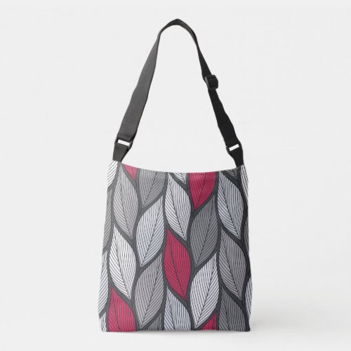 Colorful leaves hand_drawn seamless pattern crossbody bag